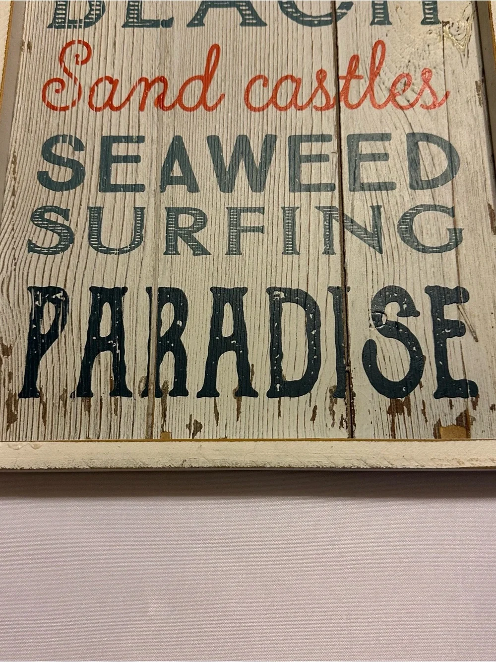 Beach/Coastal Word Art Sign in Blue and Coral